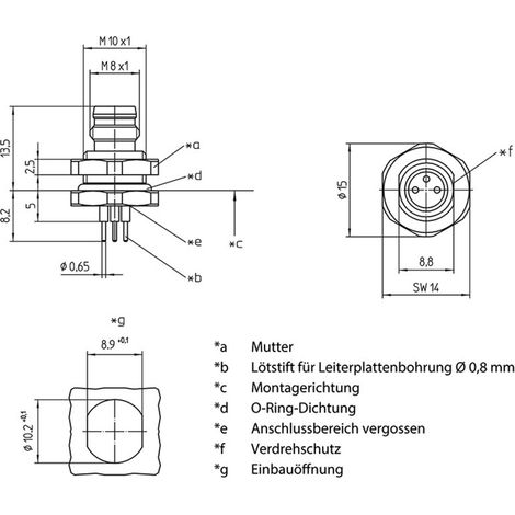 Lutronic 1225 Sensor-/Aktor-Einbausteckverbinder M8 Stecker, Einbau Polzahl Sensoren: 4 1 St. (1/2)