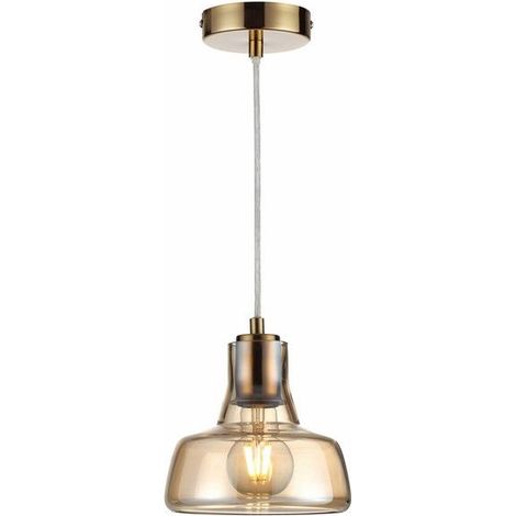 Lampada sospensione Haga ottone vetro E27 40W Reality