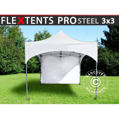 Pop up gazebo FleXtents PRO Steel "Arched" 3x3 m White, incl. 4 sidewalls