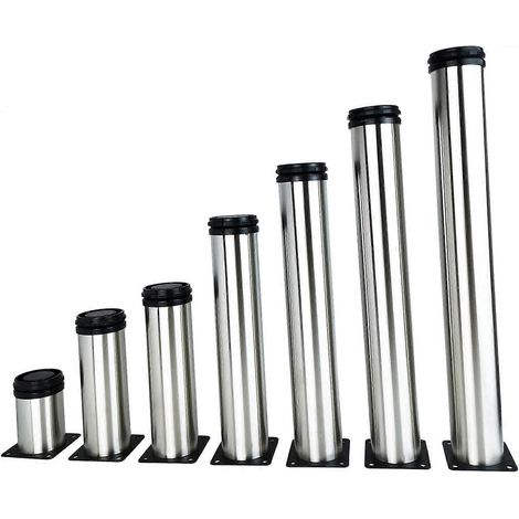 Höhenverstellbare Möbelbeine, 4er-Pack, 450 mm, Edelstahl, DIY-Couchtischbeine – Höhenverstellbar (Gesamt: 450–465 mm) – mit Schrauben (650 mm Durchmesser, 60 mm) – Silber