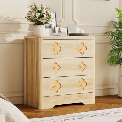Commode 3 tiroirs motif ajouré poignée cristal capacité 220 kg 80×40×77 cm salon chambre (1/5)