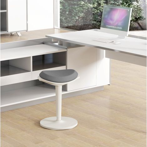 Bürohocker ergonomisch aus Kunststoff grau, höhenverstellbar, 5°-Neigung, 42,5 x 35,5 x 56,5-71,5 cm (1/5)