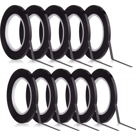 10 pcs ruban adhésif, bande auto-adhésive, quadrillage graphique 3 mm noir pour marquage et DIY
