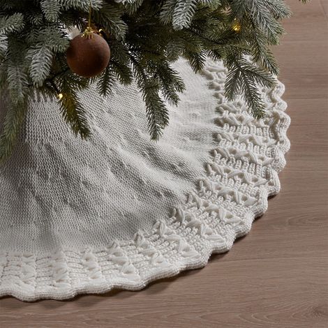 Arbre De Noël - Jupe De Sapin 36 Pouces - Tissu Tricoté Résistant Aux Effilochages - Décoration Moderne Et Vintage - 1 Pièce (1/5)