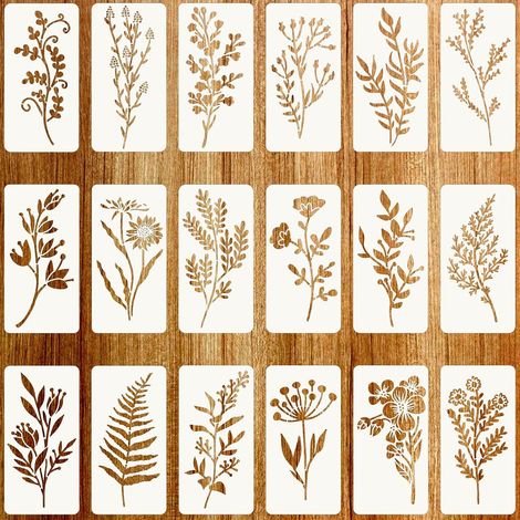 CCYKXAPochoirs pour peinture sur bois, pochoirs à fleurs réutilisables, modèles de peinture, pochoirs de dessin pour peinture sur bois, mur, meubles (18) (1/5)