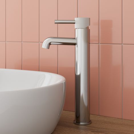 Aquari Countertop Tall Basin Sink Mixer Tap Bathroom Single Lever Modern Fluted Chrome (1/4)