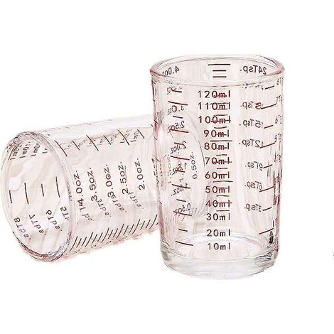 Verre doseur pour espresso épais, 120 ml (4 oz), trait noir (2, rouge) (1/5)