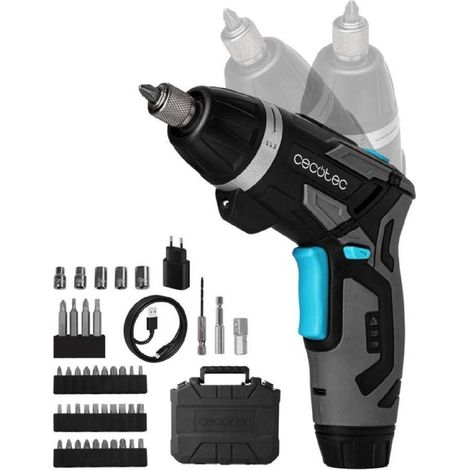 Cecotec Tournevis sans fil compact PowerGyro 4000 Flash. Convertible 2-en-1, 3,6 V 1 500 mAh, charge USB-C, 200 tr/min.