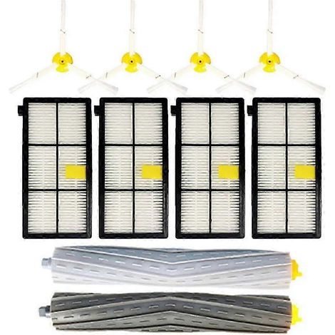 Filtre HEPA pour bac à poussière et brosses latérales principales pour iRobot Roomba 800, 805, 806, 850, 860, 864, 865, 866, 870, 871 et 875 (édition 0718)