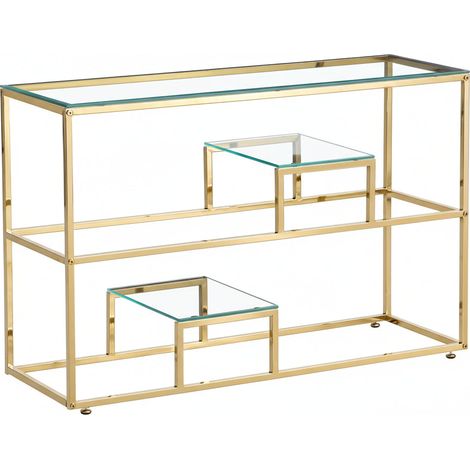 Console métal gold plateau transparent 120x40x78 cm ROMY (1/5)