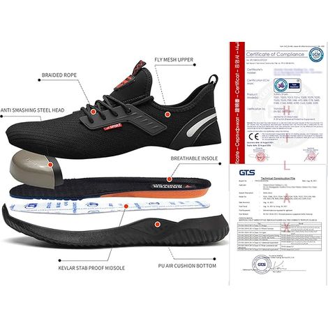 ISOOUS Arbeitsschuhe Herren Sicherheitsschuhe Damen Leicht Stahlkappenschuhe rutschfest mit Stahlkappe Atmungsaktiv Sportlich Schwarz 37 EU ISOOUS Arbeitsschuhe Herren Sicherheitsschuhe Damen Leicht Stahlkappenschuhe rutschfest mit Stahlkappe Atmungsaktiv Sportlich Schwarz 37 EU