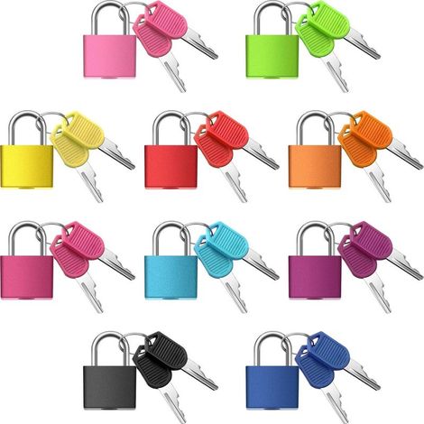 10 Pièces Serrures De Valise Avec Clés, Cadenas En Métal Cadenas À Bagages Petit Cadenas Multicolore Cadenas À Clé Pour École Gymnase Salle De Classe Jeu Assorti, 10 CouleursAec (1/5)