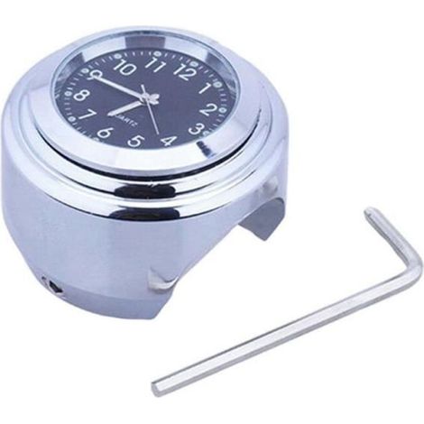 1 unité Jauge de carburant, Compte-tours moto universel chromé, Horloge à quartz lumineuse en aluminium, 7-8 pouces, pour guidon de moto (1/4)