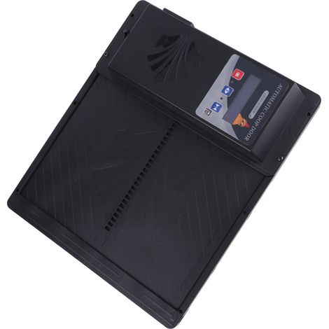 Porte de poulailler automatique solaire à ouverture horizontale USB, 3 en 1 avec minuterie, capteur de lumière et télécommande (noir) (1/5)