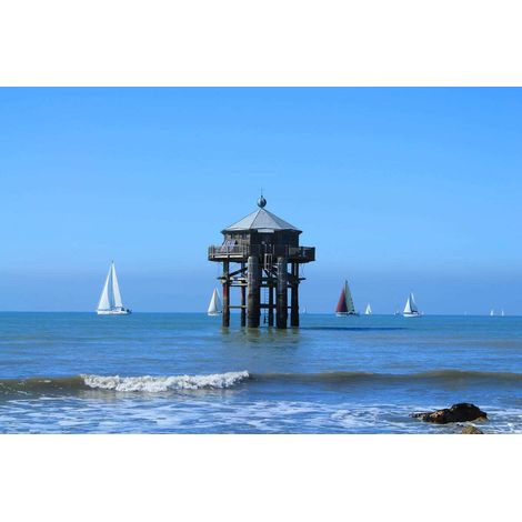 Tableau sur toile Cabanes sur lEau 30x45 cm - Impression sur Toile Murale Décorative - Image imprimée en HD sur Toile - Toile sur Châssis en Bois FSC - Fabriqué en France