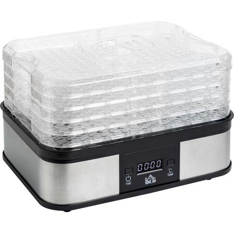 5 Tier Food Dehydrator, 245W Stainless Steel Food Dryer Machine with Adjustable Temperature, Timer LCD Display for Drying Fruit, Meat, Vegetable, Jerky Pet Treat, Black (1/5)