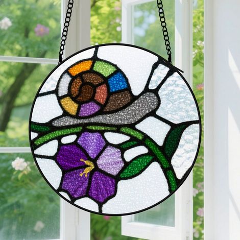 Suspension en vitrail - Attrape-soleil unique artistique élégant, décoration maison colorée, cadeau Anniversaire pour femme, homme, tante 12,5 cm (1/5)