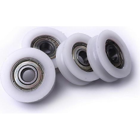 Lot de 4 roulettes en nylon rainurées - pour portails coulissants, cornières, tiroirs - 8 x 34 x 11,5 mm (1/5)