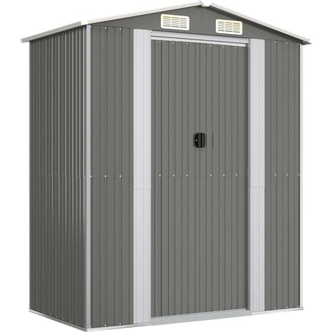 Abri de jardin Cabane de jardin - Gris clair 192x108x223 cm Acier galvanisé BV956064 - BonneVie (1/5)