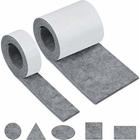 Feutrine Autocollante Meuble, Feutrine Adhesive 2 Rouleaux(100×10cm+100×2cm)Découpe Libre de Toute Taille ou Forme Feutre Patin Antiderapant pour Protection Pied de Table Chaise Canape (1/4)
