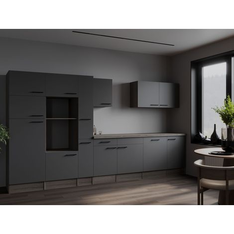 Küche Küchenzeile Leerblock Eiche York Grau Matt Oliver 370 cm Respekta