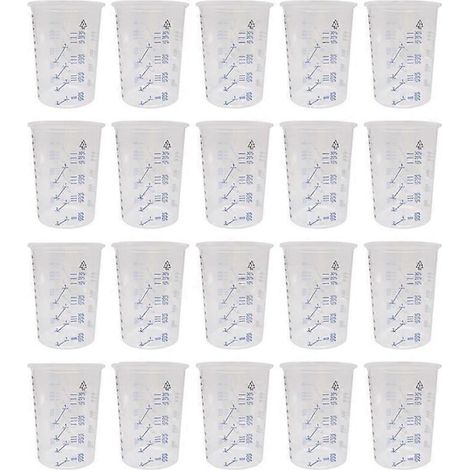 20 gobelets de mélange de peinture jetables en plastique pour résine époxy 600 ml (1/5)