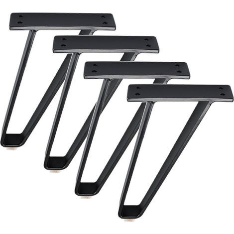 Quatre pieds de meubles robustes en métal, de 18 cm de long, noirs, capacité de charge de 0 kg, adaptés aux canapés, lits, armoires, supports TV, etc. (1/5)