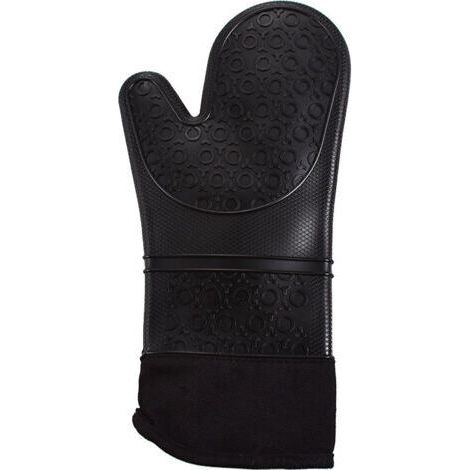 Gants de cuisine professionnels en silicone, 1 paire de gants résistants à la chaleur, gants longs pour la pizza et la cuisine (noirs) (1/5)
