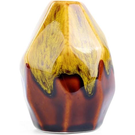 Vase en Céramique Décoratif Multi-facettes, Lot de 2, Jaune (1/5)