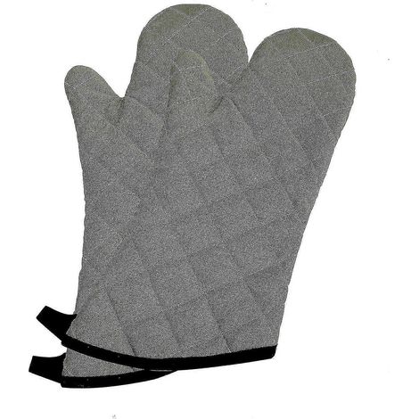 Gants de cuisine (1 paire, 38 cm de long, doublure en tissu éponge matelassé) - Gants de cuisine résistants à la chaleur et aux flammes, verts (lot de 2) (1/5)