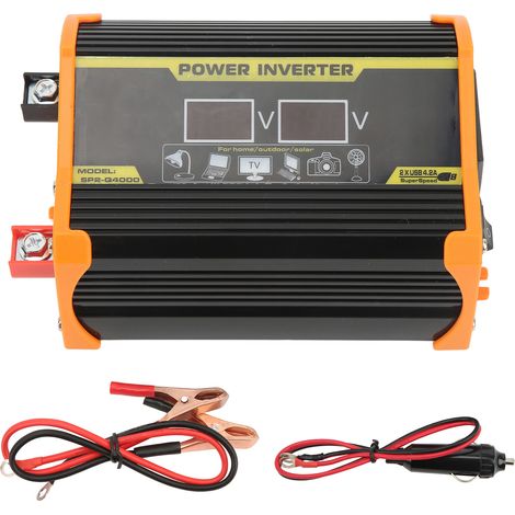 Ortviai Onduleur 300 W pour Voiture, 12 V DC vers 220 V AC, onde modifiée, écran LED + 2 USB, noir (1/5)