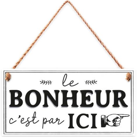 Plaque à suspendre Le Bonheur 20 cm