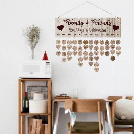 Famille et amis rappel anniversaire calendrier bricolage Tenture murale calendrier en bois plaque pour cadeau d'anniversaire (1/4)
