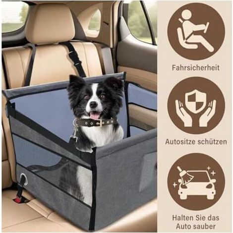 Siège auto pour chiens de petite et moyenne taille – Siège arrière étanche avec fenêtre en maille et ceinture de sécurité – Panier pliable pour chien, compatible avec toutes les taill
