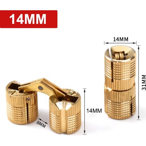Charnière invisible (14 mm) en acier inoxydable, robuste, encastrée, pour porte de garage. (1/5)