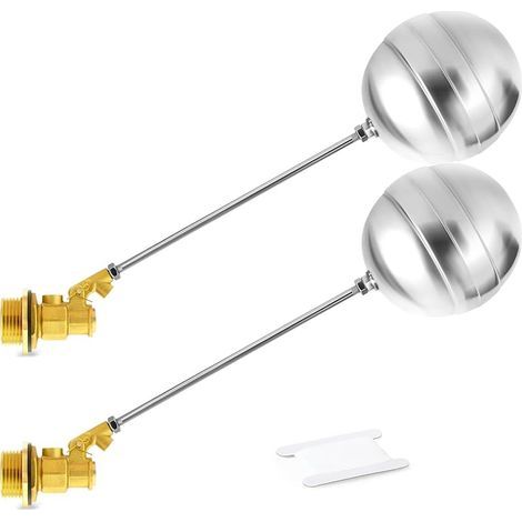 2 pièces Vanne à flotteur en acier inoxydable 304 1/2" BSP avec adaptateur, interrupteur de contrôle automatique du niveau d'eau à soupape à bille adapté aux réservoirs de stockage d'eau (1/5)