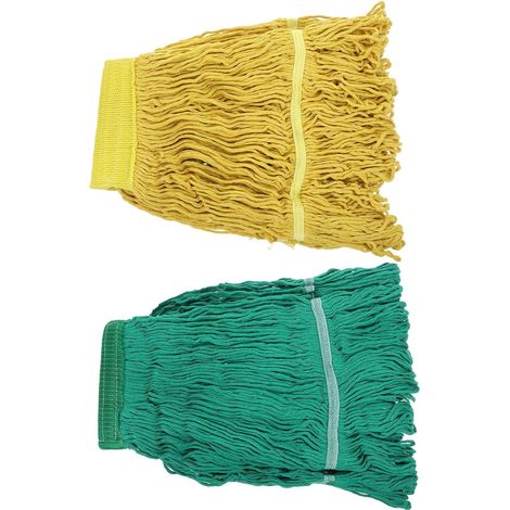 Lot de 2 Têtes de Balai en Coton Absorbant, Serpillière Réutilisable et Lavable, Remplacement de Balai à Poussière Humide pour Sols Carrelés, Bois et Béton, Nettoyage Domestique (1/5)