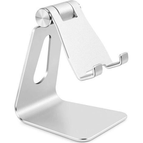 Faltbarer Handyhalter aus Aluminiumlegierung, verstellbarer Metall-Handyhalter, Tisch-Handyhalter, Smartphone-Ständer, silber (1/5)