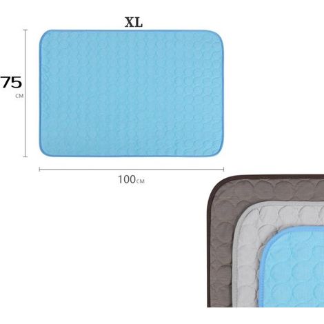 Kühlmatte für Hunde Kühlmatte für Katzen Extra große Kühlmatte für Hunde 100 x 75 cm Waschbar ungiftig tragbares Hundebett Matte aus Eisseide XL Blau (1/4)