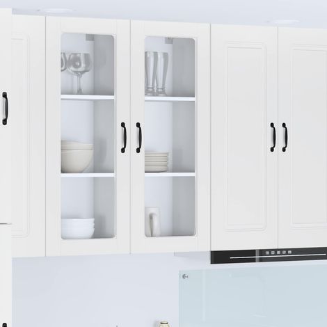 Meuble mural de cuisine 2 portes en bois d’ingénierie blanc 40 x 31 x 100 cm - PANGIVO (1/5)