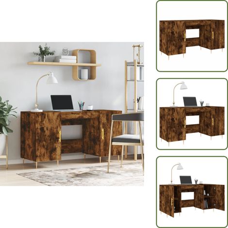 The Living Store Schreibtisch Räuchereiche 140x50x75 cm Holzwerkstoff - Schreibtisch Räuchereiche (1/5)