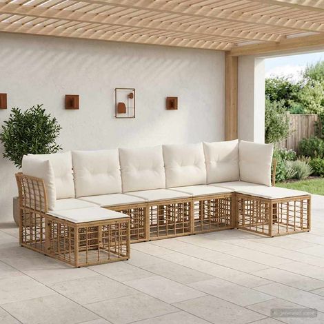 vidaXL  Outdoor Sofa Set  Natural Poly Rattan