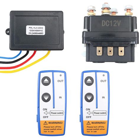 Relais de treuil avec contrôleur, kit de télécommande de treuil sans Fil 12 V 250 A, commutateur de contacteur de Relais de treuil pour véhicule Industriel (1/5)