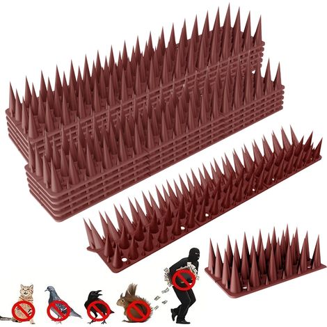 Lot de 10 pics anti-pigeons améliorés pour jardin, clôture, mur, couverture entre 3 m et 6 m, pour oiseaux, écureuils, pigeons, chats, renards (marron) (1/5)