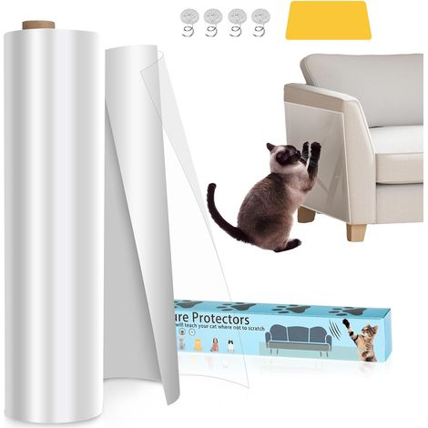 Protection Canapé Chat Anti Griffe 30cm x 5m – Film Transparent Autocollant Anti-Rayures, Protège Meubles, Portes (1/5)