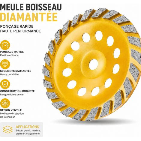 Disque boisseau diamanté 230 mm pour meuleuse d'angle, ponçage béton et pierre 230 1142 22.23 8 40 × 30 × 20 cm 100 g – Livraison gratuite