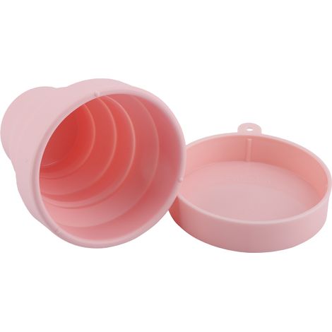 Gobelet pliable, portable et léger en silicone avec couvercle pour eau et café (rose) (1/5)