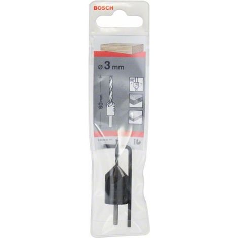 Bosch Broca espiral para madera con avellanador de 90° 3 mm - 2608595345 (1/4)