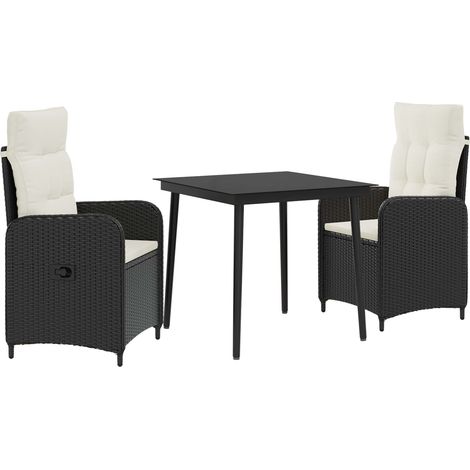 Sofa Table Set with Cushion 3 pcs Black and Cream White vidaXL