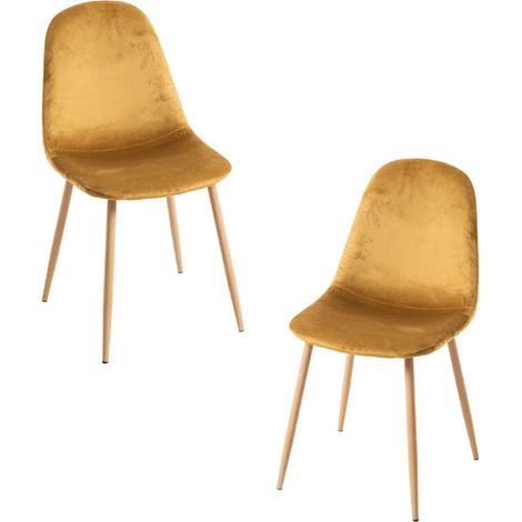 Packs Sillas Comedor - Pack 2 Sillas Teok Terciopelo - Amarillo (1/5)